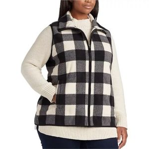 Chaps NWOT Buffalo Plaid Sleeveless Fleece Zip Up Vest Size XL